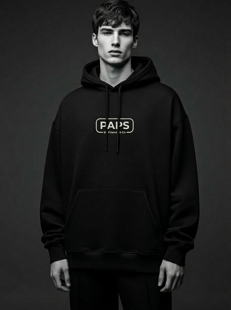 Model wearing a hoodie